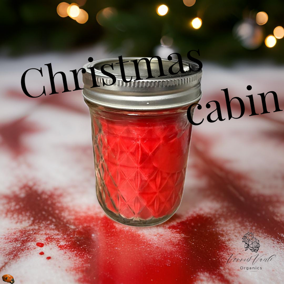 Christmas cabin candle